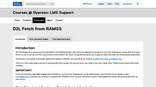 D2L Fetch from RAMSS - Courses @ Ryerson - Ryerson University