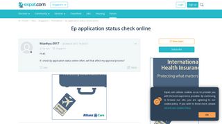 Ep application status check online, Singapore forum - Expat.com