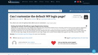 Can I customize the default WP login page? | s2Member®