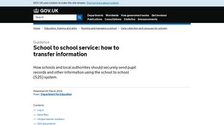 School to school service: how to transfer information - GOV.UK