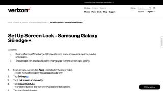 Set Up Screen Lock - Samsung Galaxy S6 edge + | Verizon Wireless
