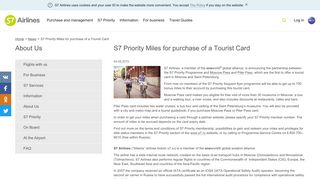S7 Priority Miles for purchase of a Tourist Card - S7 Airlines