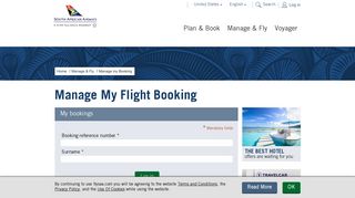 Manage My Flight Booking - South African Airways