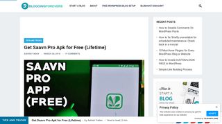 Get Saavn Pro Apk for Free (Lifetime) - Bloggingforevers