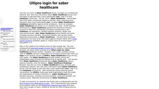 Ultipro login for saber healthcare