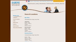Hours & Locations : Sabine Credit Union - Sabine FCU