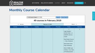 REALTOR® Academy | Monthly Course Calendar