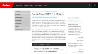 Sabre Hotel RFP - for Hotels - Sabre Travel Network