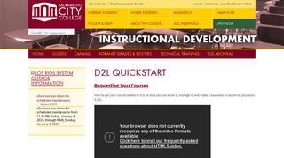 D2L QuickStart - Instructional Development - Sacramento City College