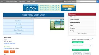 Saco Valley Credit Union - Saco, ME - Credit Unions Online