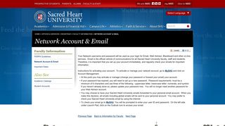 Network Account & Email | Sacred Heart University Connecticut