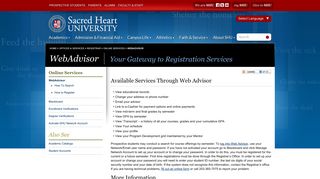 WebAdvisor | Sacred Heart University Connecticut