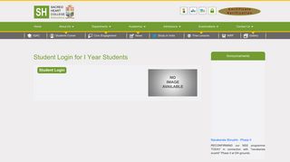 Student Login for I Year Students - SH College