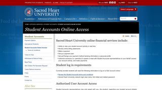 Student Accounts Online Access | Sacred Heart University Connecticut