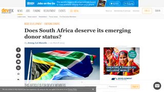 Does South Africa deserve its emerging donor status? | Devex