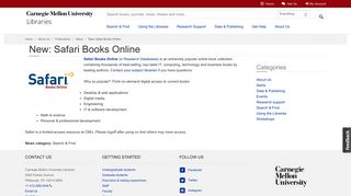 New: Safari Books Online | Carnegie Mellon University Libraries