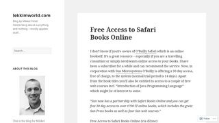 Free Access to Safari Books Online | lekkimworld.com