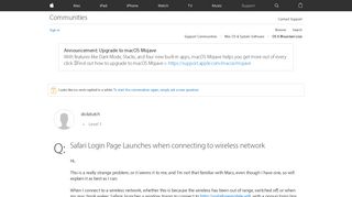 Safari Login Page Launches when connectin… - Apple Community