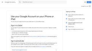 Use your Google Account on your iPhone or iPad - Google Account Help