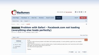 Resolved - Problem with Safari - Facebook.com not loading ...