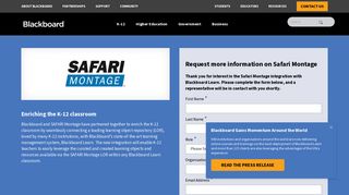Partnership Details for SAFARI Montage | Blackboard