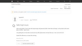Safari login issues - Apple Community