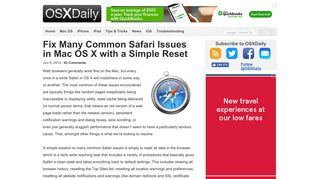 Fix Many Common Safari Issues in Mac OS X with a Simple Reset