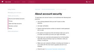 About account security - Twitter Help Center