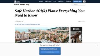 Safe Harbor 401(k) Plans: Everything You Need to Know - Human ...