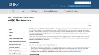 401k Plan Overview | Internal Revenue Service - IRS.gov