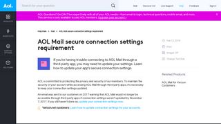 AOL Mail secure connection settings requirement - AOL Help