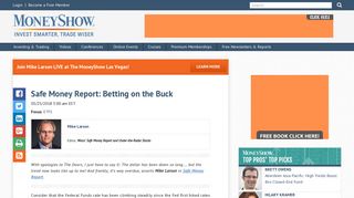Safe Money Report: Betting on the Buck - MoneyShow.com
