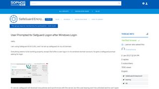 User Prompted for Safguard Logon after Windows Login - Forum ...