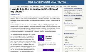 How do I do the annual verification of my free government cell phone?