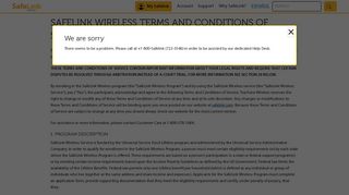 safelink wireless terms and conditions of service