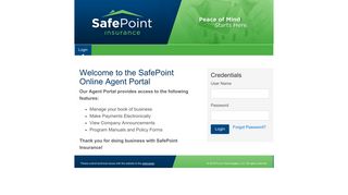the SafePoint Online Agent Portal