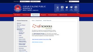 Human Resources / Staff Training - Safe Schools login