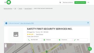 SAFETY FIRST SECURITY SERVICES INC. in Toronto, ON ... - 411.ca