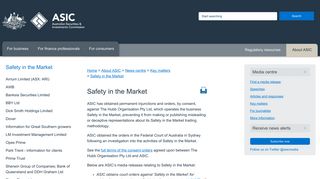 Safety in the Market | ASIC - Australian Securities and Investments ...