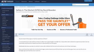 Safety In The Market (SITM) by David Bowden | Elite Trader