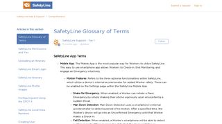 SafetyLine Glossary of Terms – SafetyLine Help & Support