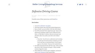 Defensive Driving — Better Living Counseling Services Inc.