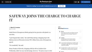SAFEWAY JOINS THE CHARGE TO CHARGE IT - The Washington Post