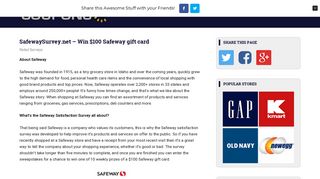 SafewaySurvey.net – Win $100 Safeway gift card | - Promo Codes