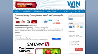 Safeway Survey Sweepstakes: Win $100 Safeway Gift Card ...