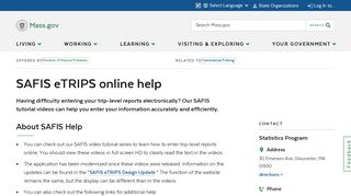 SAFIS eTRIPS online help | Mass.gov