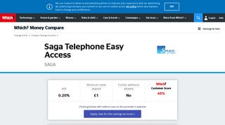 Saga Telephone Easy Access - Compare Savings Accounts - Which?