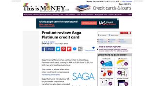 Product review: Saga Platinum credit card | This is Money