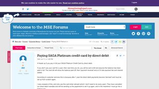 Paying SAGA Platinum credit card by direct debit ...