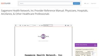 Sagamore Health Network, Inc Provider Reference Manual ...